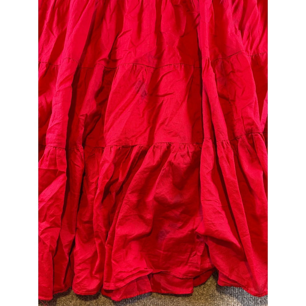 Lauren Ralph Lauren Red Cotton Tiered Maxi Skirt Boho Peasant Small - Picture 6 of 6
